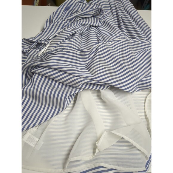NEW LOFT Large Midi Ruffles Off Shoulders Short Sleeves Stripes Summer Vacation - Picture 12 of 13